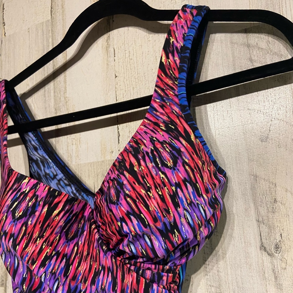 Miraclesuit Blue Pink Vesuvio Its A Wrap One-Piece Tummy Control Swimsuit 8 - Picture 4 of 10